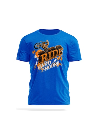 Hard Enduro Motorsiklet T-Shirt Mavi