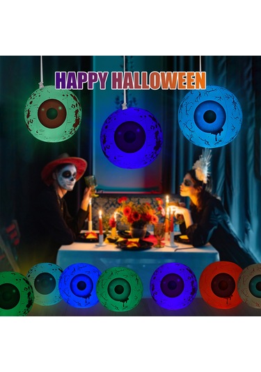 Dofolink 2 Adet 60cm Rgb Led Işıklı Şeytan Gözü, Kumandalı 16 Renk 4 Dinamik Mod, Ip68 Su Geçirmez, Halloween Bahçe Dekorasyonu Kırmızı + Mavi Diğer