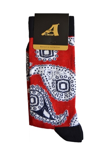 A Classe Şal Desenli Erkek Çorap Kırmızı
