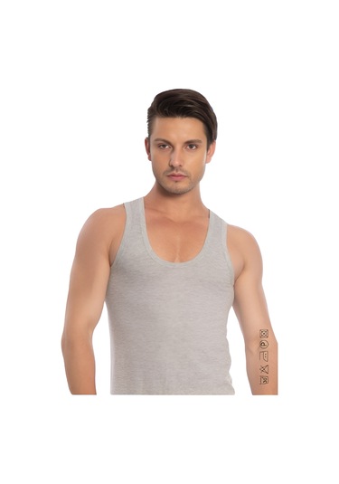 Erkek Ribana Atlet 3'lü Paket %100 Pamuk 05 Gri