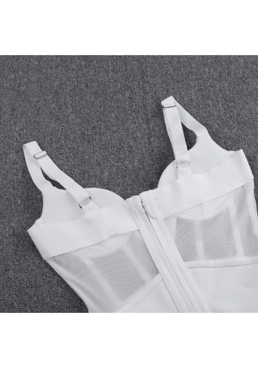 Korse Kumaşlı Bandaj Elbise Beyaz