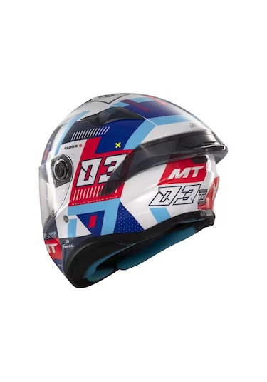 Mt Helmets Targo S D7 Mavi Sergio Garcia Motosiklet Kaskı Beyaz Mavi