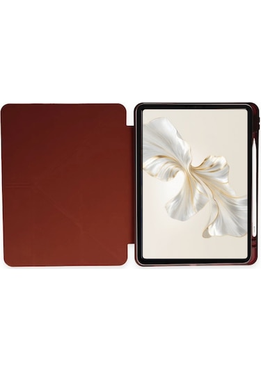 Honor Pad 9 12.1 İnç Uyumlu Kalem Bölmeli Standlı Silikon Kılıf + Ekran Koruyucu + Kalem 3'lü Set Mürdüm