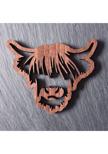 Hayvan Tasarımlı Ahşap Bardak Altlıkları,ahşap Highland İnek Bardak Altlıkları Kahverengi