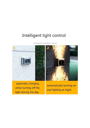 Cbtx Bahçe Aydınlatma 6 Led Solar Açık Bahçe Paslanmaz Çelik Duvar Lambası Sarı Sıcak Işık