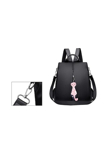 Ganzhoushop Siyah Sırt Sırt Sırt Oxford Okul Mochila Kolye Kızlar Kedi Karikatür Kadın İçin Günlük Gray Gençlik Genç Düz Çantası Çantası Çantası Çantaları Hx Gri