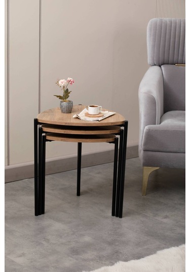 Sehpol Jasmin Zigon Sehpa 3'lü Siyah