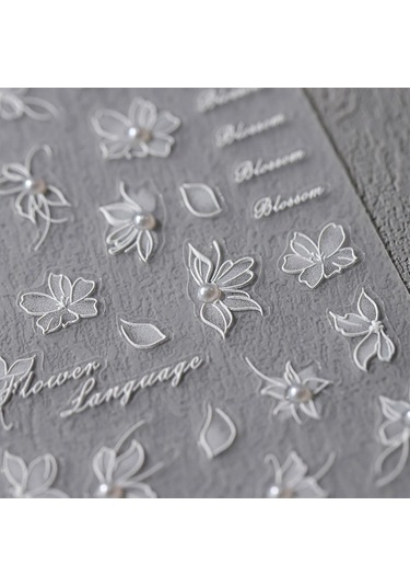 3d Kabartmalı Beyaz Çiçek Tırnak Sanatı Çıkartmaları Kendinden Yapışkanlı 5d Tırnak Aksesuarları Tırnak Sanatı Tasarım Dekorasyon Aksesuarları 1 Sayfa
