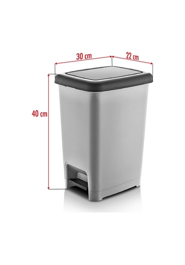 15 Litre Basmalı Çöp Kovası Gri