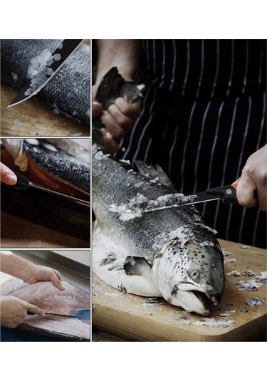 Geeksen Portatif Turuncu Çelik Balık Fileti Bıçağı - G4116 Alman Çelikli, Katlanabilir, Çift Uçlu, Kamp Ve Av İçin