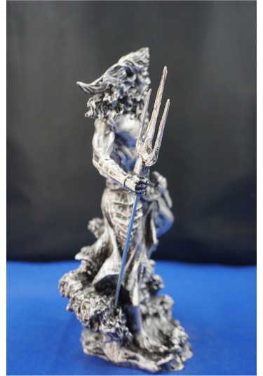 Mitolojik Tasarım Poseidon - Ev Ofis Dekoratif Hediyelik Aksesuar 26 Cm Gümüş