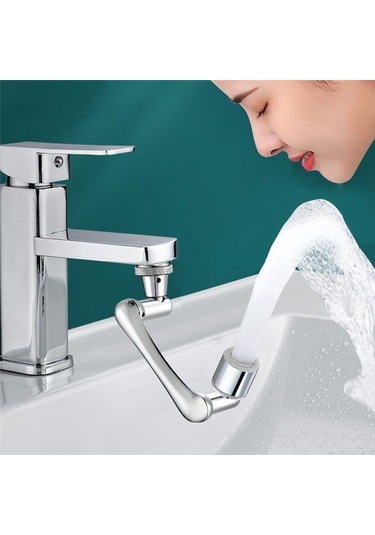 Xurunkeji 1440 Dönebilen Katlanabilir Musluk Genişletici Havalandırıcı İki Su Çıkış Modu, Evrensel Sıçrama Filtreli Musluk GÜMÜŞ