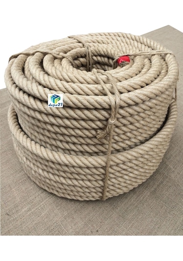 20 Mm Jüt Halat 5 Metre - Bükümlü - Kendir Halat -  Kanaviçe