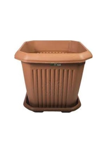 3 Adet 4lt Kaliteli Plastik Kare Çiçek Saksısı Hobi Balkon Otanti