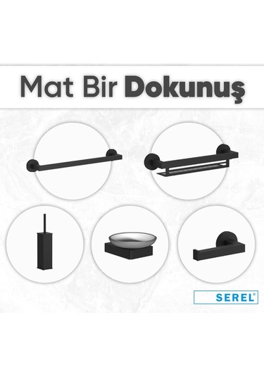 Serel Rita Banyo Havlu Bornoz Askısı Mat Siyah Paslanmaz- Pirinç 140112005S Mat Siyah