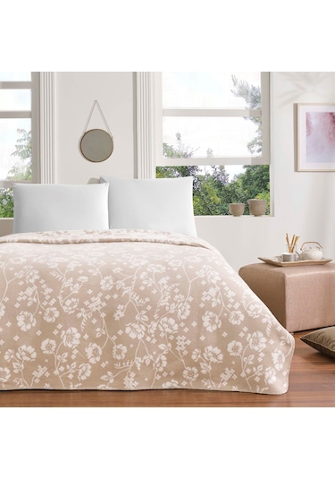 Taç Polly Pamuk Tek Kişilik Battaniye Bej 000000001500215343