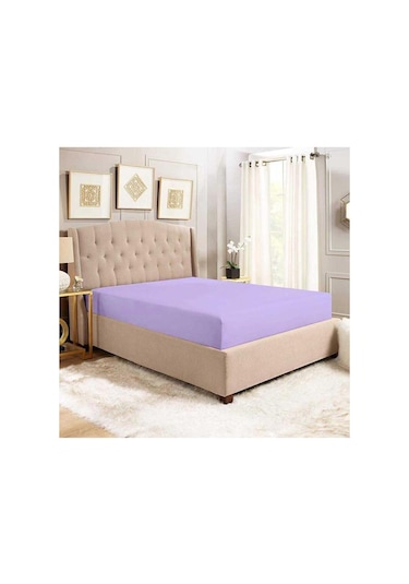 Lastikli Pamuklu Ranforce Dokuma Kumaş Çarşaf Lila