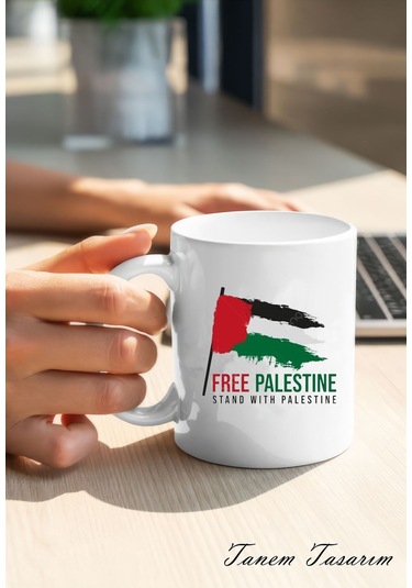 Filistin Tasarımlı Baskılı Kupa Bardak , Gazze Kupa Bardak , Küdüs Kupa Bardağı Klasik 4 Beyaz