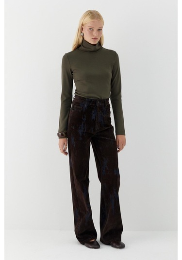 Balıkçı Yaka Uzun Kollu Body Haki Haki