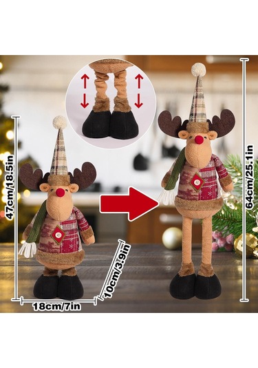 Yılbaşı Yeniyıl Dekorasyonu 60cm Uzayabilen Ren Geyiği Yılbaşı Masası Dekorasyonu Geyik 1 Adet