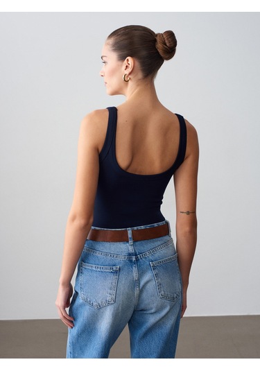 Dilvin 21053 Askılı Bodysuit-k.lacivert