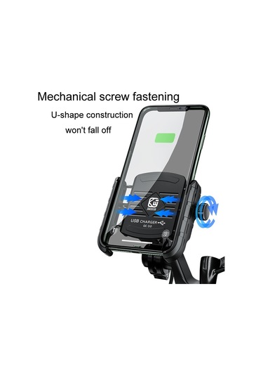 Kewig M8 Motosiklet Navigasyon Telefon Tutucu Açık Sürme Şarj Braketi Mavi Mavi