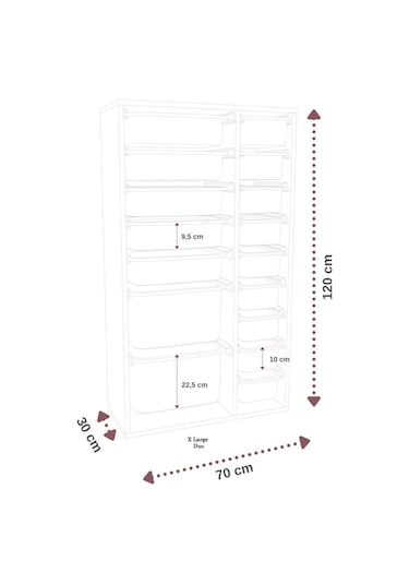 %100 Mdf - Xl Duo 16 Sepetli Oyuncak Dolabı Pembe