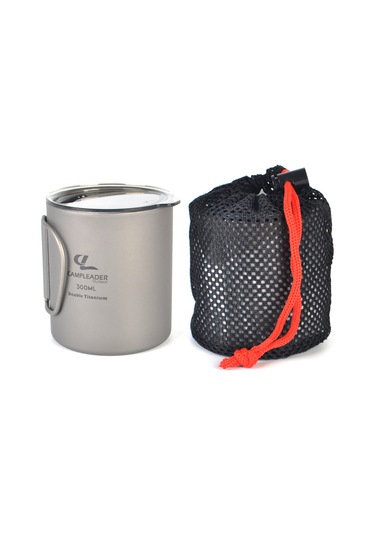 Yifomall 300ml Titan Kupa Çift Duvarlı Kollü, Isı Yalıtımı Ve Isırgan Koruması, Taşınabilir Outdoor Kamping, Yürüyüş İçin Şeffaf Kapaklı Gümüş