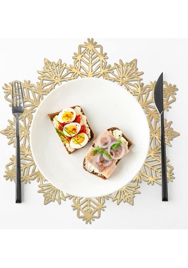 Kırmızı Masa Örtüsü & Süslemeler - Amerikan Altın Desenli Altın