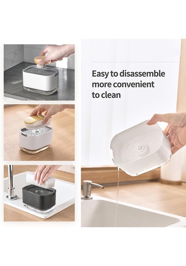 Mufunye 2'li Mutfak Sabunu Dağıtıcı + Sünger Tutucu, 300ml Kapasite, Sızıntı Engeli, Sünger Dahil Diğer