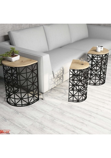 Variant Stil 3 Lü Zigon Sehpa - Meşe