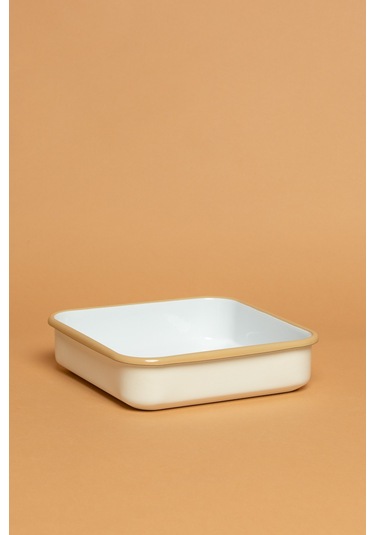 Crema Di Siena Emaye Kare Krem Fırın Kabı Krem