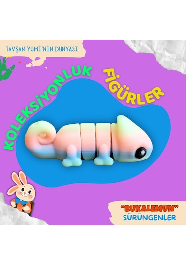 Tavşan Yumi Sürüngenler Koleksiyonu - 4 Parça 5-7 Cm Hareketli Oyuncaklar Ve Bilgilendirici Kartlar "