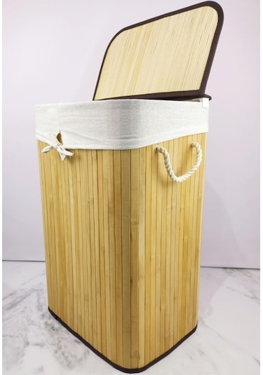 Digithome Dikdörtgen Bambu Çamaşır Sepeti Naturel Cl-6002-01