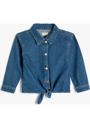 Koton Kot Ceket Önden Bağlamalı Uzun Kollu Pamuklu Orta İndigo 4skg20013ad 4SKG20013ADMID İndigo