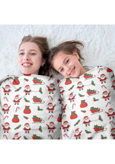 Noel Desenli 47 İnç Yuvarlak Flanel Battaniye, Yetişkin Ve Çocuk İçin, Yumuşak, Rahat Ve Hafif Noel Baba Noel Atkısı