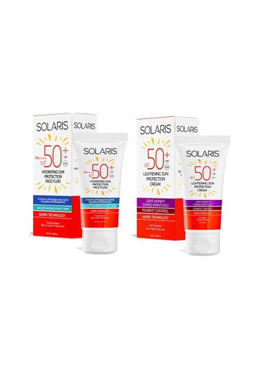Solaris Günlük Nemlendirici Yüz Güneş Kremi SPF50+ 50 ML + Leke Karşıtı Koruyucu Güneş Kremi SPF50+ 50 ML