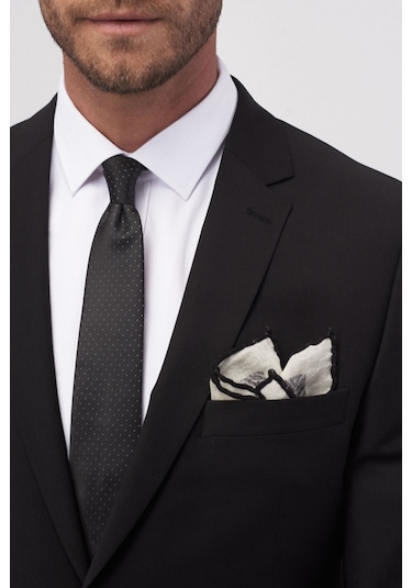 AC&Co / Altınyıldız Classics Erkek Siyah Slim Fit Dar Kesim Düz Siyah 8 Drop Su Geçirmez Nano Takım Elbise 4A3010000005SYH488N Siyah