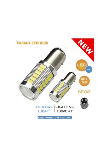 1016 Led Beyaz Stop ve Sinyal Ampülü Cob Ledli Çift Duylu