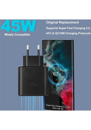 Jms 5A 45 W PD USB -C Süper Hızlı Şarj Cihazı Eu Plug + 1.5 M