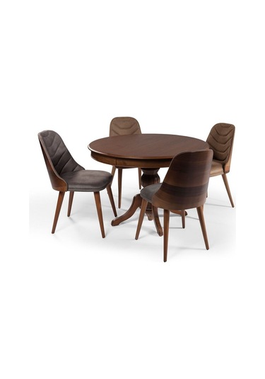 Lindon Baba Ayak Yuvarlak Açılır Masa 110x110 Ceviz