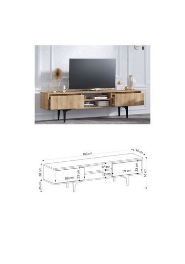 Decormet Artemis Tv Sehpası Safir Meşe Diğer