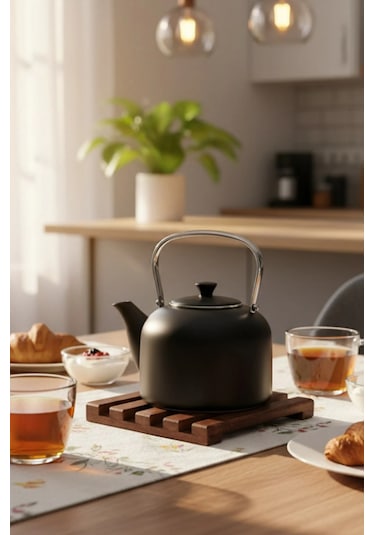 Weyne Kindra - Kare Nihale Çaydanlık Altlığı Ahşap Kahverengi