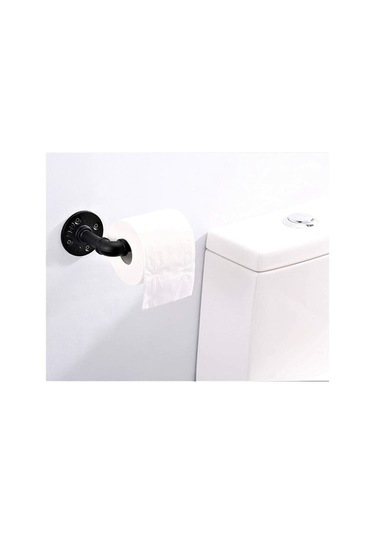 Novahub Tuvalet Kağıtlığı Vintage Endüstriyel Retro Metal Boru Duvara Monte, Demir, Siyah, 18x10 Cm, Ev Dekorasyonu Diğer