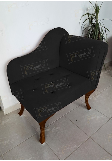 Yeni Model Ters Kol Tekli Köşe Koltuğu Josefin Bench Ceviz Ayak Siyah