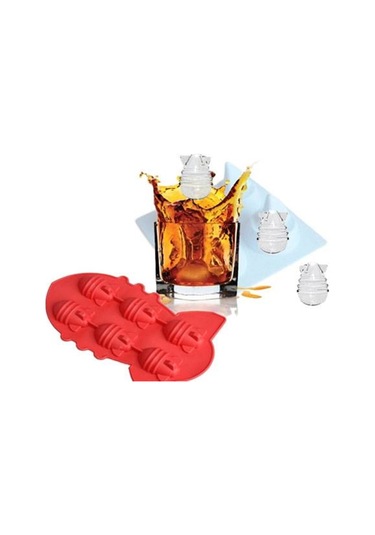 Silikon Buz Çikolata Kalıbı 6 Bölmeli Füze Bomba Şekilli Kalıp Çok Renkli