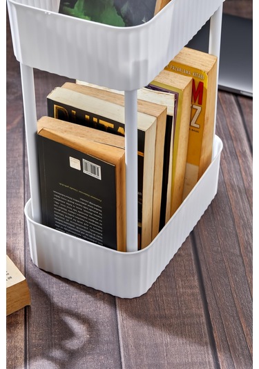 Okyanus Home Banyo-mutfak Düzenleyici 2 Katlı Tekerleksiz Pratik Raf Beyaz Beyaz