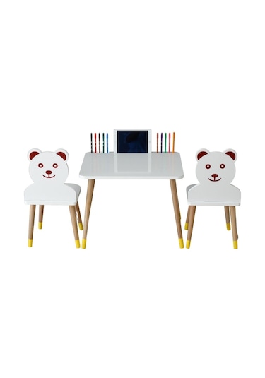 Çocuk Aktivit Oyun Masa Sandalye Takımı Tablet Kalem Yeri Yaz Sil