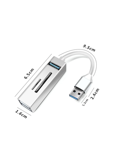 15101 5 In 1 Usb3.0 İla 3 X Usb + Sd / Tf Kart Okuyucu Hub Adaptörü Mavi