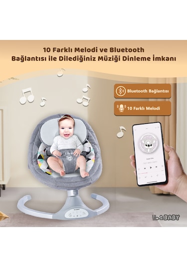 Libababy Koala Elite Elektrikli Otomatik Sallanan Ana Kucağı - Gri